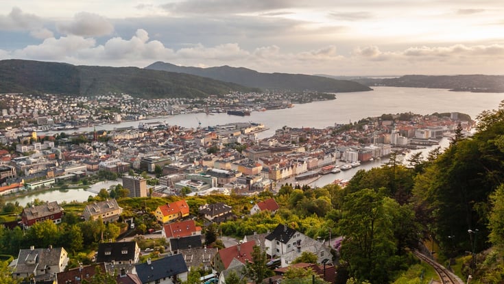 Udsigt over Bergen i Norge