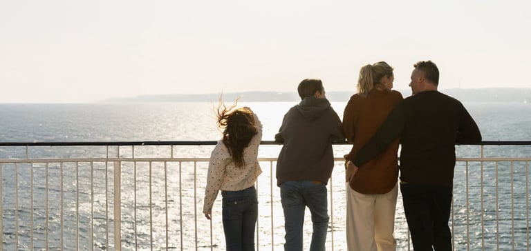 Familie på fire fra dækk