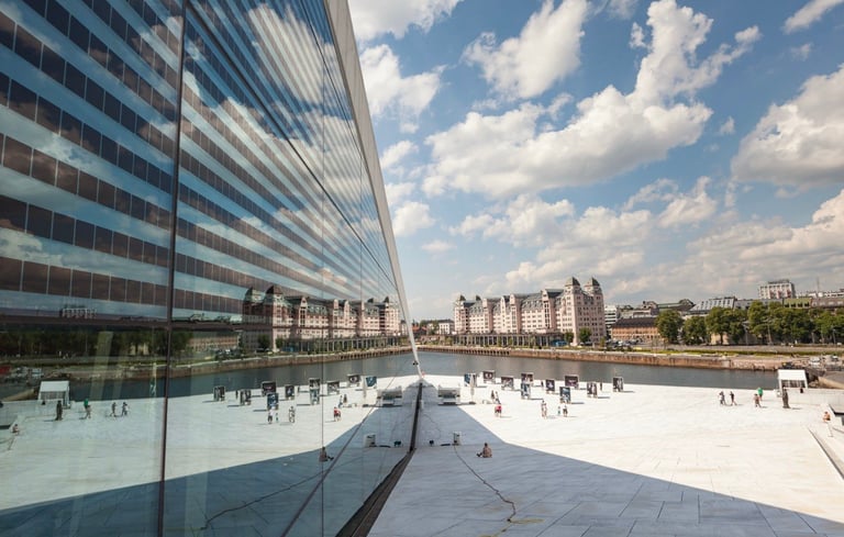 Udsigt fra taget på operaen i Oslo